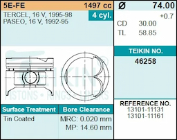Поршень двигателя TEIKIN 46258 STD (4шт/упак)
