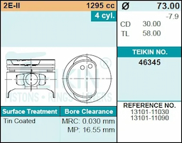 Поршень двигателя TEIKIN 46345 0.50 (4шт/упак)