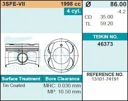 Поршень двигателя TEIKIN 46373 0.50 (4шт/упак)