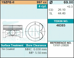 Поршень двигателя TEIKIN 46385 STD (4шт/упак)