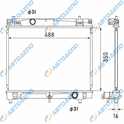 TOYOTA VITZ, RACTIS, PORTE, FIELDER, AXIO, PROBOX, SUCCEED 2010-  YARIS 2013- . VIOS 2013- Радиатор охлаждения двигателя