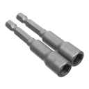 Головка торцевая магнитная 8 х 65 мм, хвостовик 1/4" Е, CrV, 2 шт., (уп.)